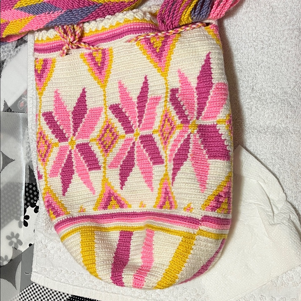Pink and Yellow Patterned Women's Bag